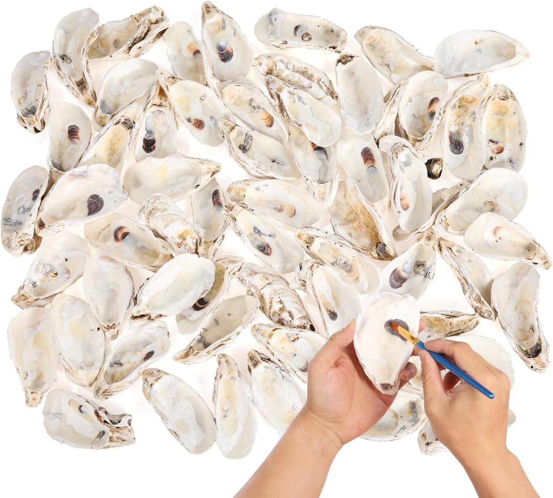 Homaisson  Oyster Shells for Crafts, Large Oyster Shells for Decor, Natural North Sea Origin, 4~5 Inches Natural Design, Ideal for Aquarium Landscaping, Crack-Free Surface