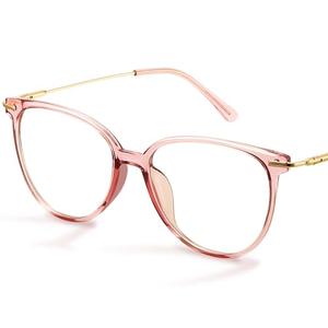 Gaoye Blue Light Blocking Glasses Women/Men, Fashion Cat Eye Fake Eyeglasses UV Ray Filter Computer Gaming Glasses (Pink Frame/Transparent Lens)