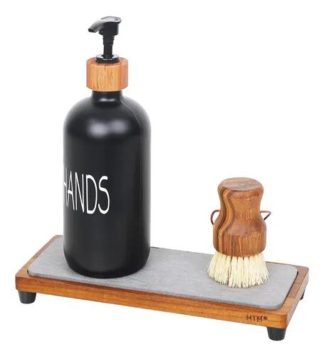 Wood Rectangular Soap Dish, Brown, Sink & Bathtub, Natural Acacia Wooden Pedestal Tray for Soap and Soap Bottles