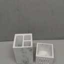 Essentra Home Toothbrush Holder with Lid, Elegant White Marble Bathroom Toothbrush & Toothpaste Organizer – Blanc Collection