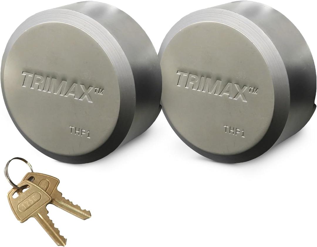 TRIMAX THP2XL - Trailer Door Lock (2 Pack Keyed Alike) - Shackleless Puck Lock for Trailers, Universal Fit, Weather Resistant