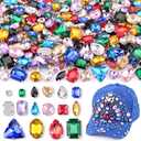 120 PCS 10 Color Mixed Bedazzling Sew on Rhinestones, Mixed Shape Charm Claw Flatback Glass Rhinestone with Metal Base for Crafting, Large Gems for Clothes Shoes Hats Collars Bags & Sewing Accessories