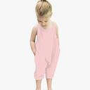 Backless Strap Slouch Jumpsuit for Toddler Girls Cute Harem Halter Romper Pants with Pockets 7T