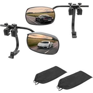 Universal Clip on Towing Mirrors Extensions for Towing, Side Mirror Extenders for Towing with Rain Proof, Convex Rearview Mirror, Tow Mirrors for Car Truck Trailer RV SUV, 2 Pack