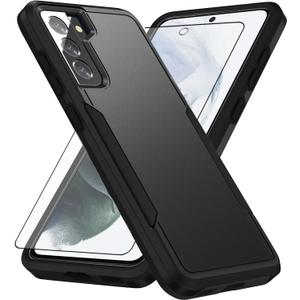 Asuwish Phone Case for Samsung Galaxy S21 FE 5G with Tempered Glass Screen Protector Cover and Slim Thin Full Body Protective Cell Accessories S 21 EF S21FE5G UW S21FE 21S G5 6.4 inch Women Men Black