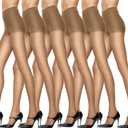 Hanes Silk Reflections Women's Control Top Pantyhose 6-Pack, EF