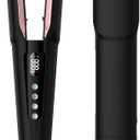 Hair Straightener  2 in 1 Wet to Dry Hair Dryer and Straightener with HighSpeed Airflow + Rapid HeatUp + Customizable Temperature + LCD Display & Auto ShutOff + No Heat Damage (Dark Black)