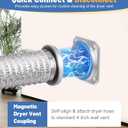 Magnetic Dryer Vent Coupling Connector Kit - DV180 Airtight Seal, Quick Magnetic Connect/Disconnect, Includes 4" Extendable Flexible Duct Hose, 2 Clamps, Screws - Easy Install & Lint Cleaning (silver)
