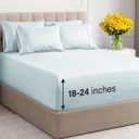 Extra Deep Cal King Sheet Set - 6 Piece Breathable & Cooling Sheets - Hotel Luxury Bedding Set w/18-24 Inch Extra Deep Pockets - Easy Fit - Super Soft, Wrinkle Free & Comfy - Ice Blue, Cal King Size