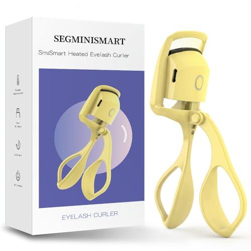 Heated Eyelash Curler, Fast 5s Heat up, 24 Hours Long Lasting, Rechargeable Electric Lash Curler, Temperature Control, Safe Anti-Burn Eye Lash Curler, Quick Natural Curling Lashes (Yellow)