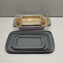 7-Piece Deep Glass Baking Dish Set with Plastic lids,Rectangular Glass Bakeware Set with Lids, Baking Pans for Lasagna, Leftovers, Cooking, Kitchen, Freezer-to-Oven and Dishwasher, Gray One Glass Container Missing