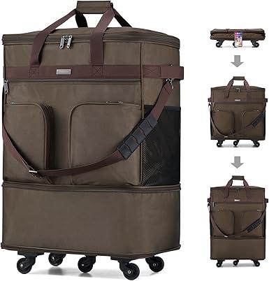 Hanke Expandable Collapsible Luggage with Wheels Suitcase Luggage Rolling Travel Bag Duffel Bag for Men Women Lightweight Suitcase Large Capacity Luggage with Spinner Wheel (Coffee)