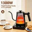 Electric Gooseneck Kettle Black with Digit LED Display and Dial Control, Pour Over Kettle for Coffee & Tea, Hot Water Boiler, Stainless Steel Inner Lid & Bottom, 1300W, 0.8L