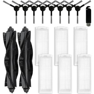 Replacement Parts Compatible with WYZE Robot Vacuum Cleaner WVCR200S Accessories, 2 Main Brushes, 6 Hepa Filters, 8 Side Brushes Attachment Spare Pack