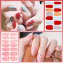 420 Pieces 30 Sheets Nail Polish Strips with Nail File Nail Stickers Full Nail Wraps Self Adhesive Nail Art Stickers Nail Strips for Women Girl Nail Art Accessories