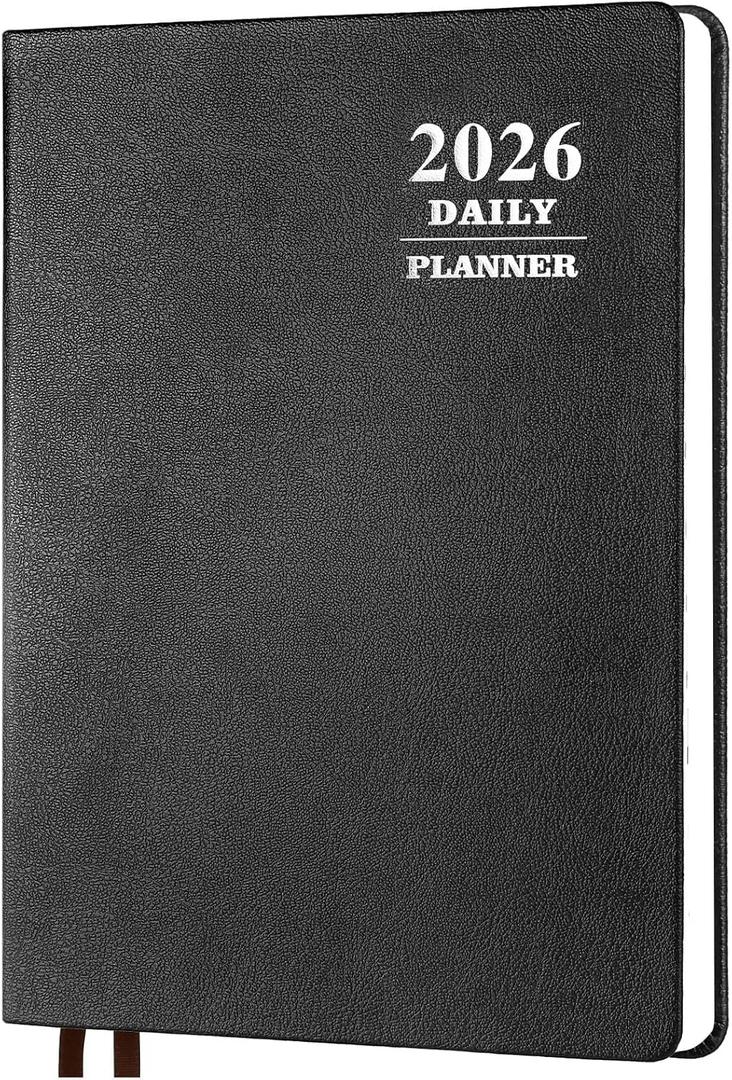 KESOTE Large Daily Hourly Planner 2026 - One Page a Day, 2026 Diary 8.5 x 11" Hardcover Weekly Monthly Agenda 12 Month, A4 Diary Notebook Planner Christmas Gift, Black