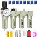4 Stage Heavy Duty Industrial Grade 3/4" NPT Air Drying System For Plasma Cutter and Paint Spray, Coalescing Filter,Particulate Filter,Double Desiccant Dryer and Air Regulator,Manual Drain (1/2"NPT, Munual Drain)