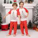 Christmas Pajamas for Family Matching Holiday PJ's Jammies Sets with Short Sleeve Tee and Pants Sleepwear Loungewear (XXL)