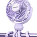 Gaiatop Mini Electric Fan with 360 Rotation, 5.5mm Gaps, Rechargeable Battery, 3 Speeds, Purple