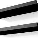 Black Floating Shelves for Wall Decor, Wall Mounted Wood Storage Shelf for Bedroom, Living Room, Bathroom, Kitchen, Nursery, Display Picture Ledge Shelf with Lip Set of 2-14 Inches, Black (13.6in)