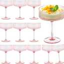 12 Pieces Martini Glasses 10.5oz Plasitc Ribbed Coupe Glasses Champagne Shatterproof Acrylic Vintage Cocktail Glassware Margarita Wine Glasses Disposable Cups for Parties Wedding Anniversary Bar Pink