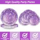 200PCS Purple Birthday Party Plates and Napkins Purple And Silver Birthday Party Decorations Purplish silver Theme Tableware Set Serves 50 Guests Girls Ladies Women Wedding Favors