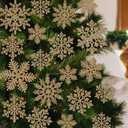 3 x 72Pcs Snowflakes Christmas Tree Decorations - Champagne Gold Christmas Tree Ornaments Hanging Glitter Snowflakes for Christmas Tree Winter Party Wall Ceiling Window Decorations