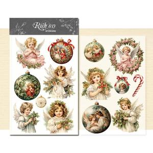 Rub On Transfers Stickers 2 Sheets for Crafts Cloth Glass Acrylic Wood Furniture Small Vintage Junk Journal Supplies Scrapbooking Items Christmas Thanksgiving (Angel)