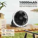 Portable Camping Fan with LED Lantern, 24HRS Running 8inch Rechargeable Tent Fan, Powerful 3-Speed 180 Rotate with Hook, Quiet for Outdoor RV Travel Fishing Hurricane Emergency Power Outage