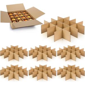 Feifeiya 8 Set Moving Box Divider Kits 13 x 13 x 3 Inch Shipping Cardboard Packing Dividers for Fruit Separation Glass Inserts Moving Kitchen Glassware Dish Packing Supplies(Box Not Included) (Brown)