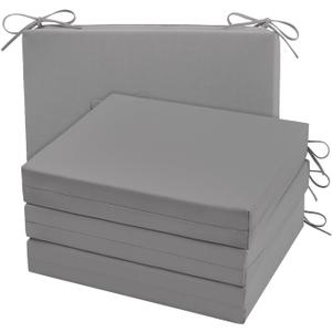 cozyide Outdoor Chair Cushions, Waterproof Patio Seat Cushions with Adjustable Straps, Square Corner Patio Chair Cushions for Garden, Light Grey, 18.5x16x3 Inch (Pack of 4)