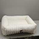 Washable Dog Bed for Small Medium Dogs - Rectangle Orthopedic Corduroy Fleece Pet Bed with Removable Cover and Nonskid Bottom, Calming Puppy Bed Soft Pet Sofa, Cream(30x24x8inchs)