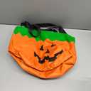 Halloween Trick or Treat Candy Bags LED Light Up Pumpkin Bucket, Collapsible Reusable Candy Basket, Fabric Tote Gift Goody Bags for Kids Halloween Party (Orange)