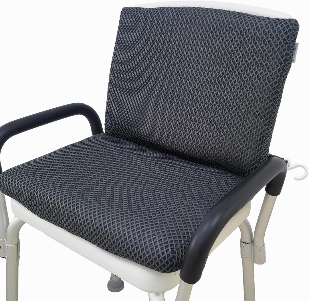 REEZEIVI Shower Seat Cushion with Backrest Cushion, Soft 4D Mesh Shower Chair mat with Non-Slip Design, Quick Drying and Washable Shower Chair pad, Design for Elderly, Senior, Handicap, Disabled