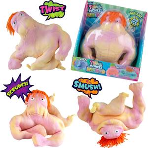 ORB Hairdo Funkee Monkee Jumbo Squishy Monkey (Yellow/Pink) - 4.5 lb Stretchy Funky Monkey Giant Squishy Toy - Collectible Stretchy Gorilla, Splat Monkey Stress Toy and Fidget for Kids and Adults