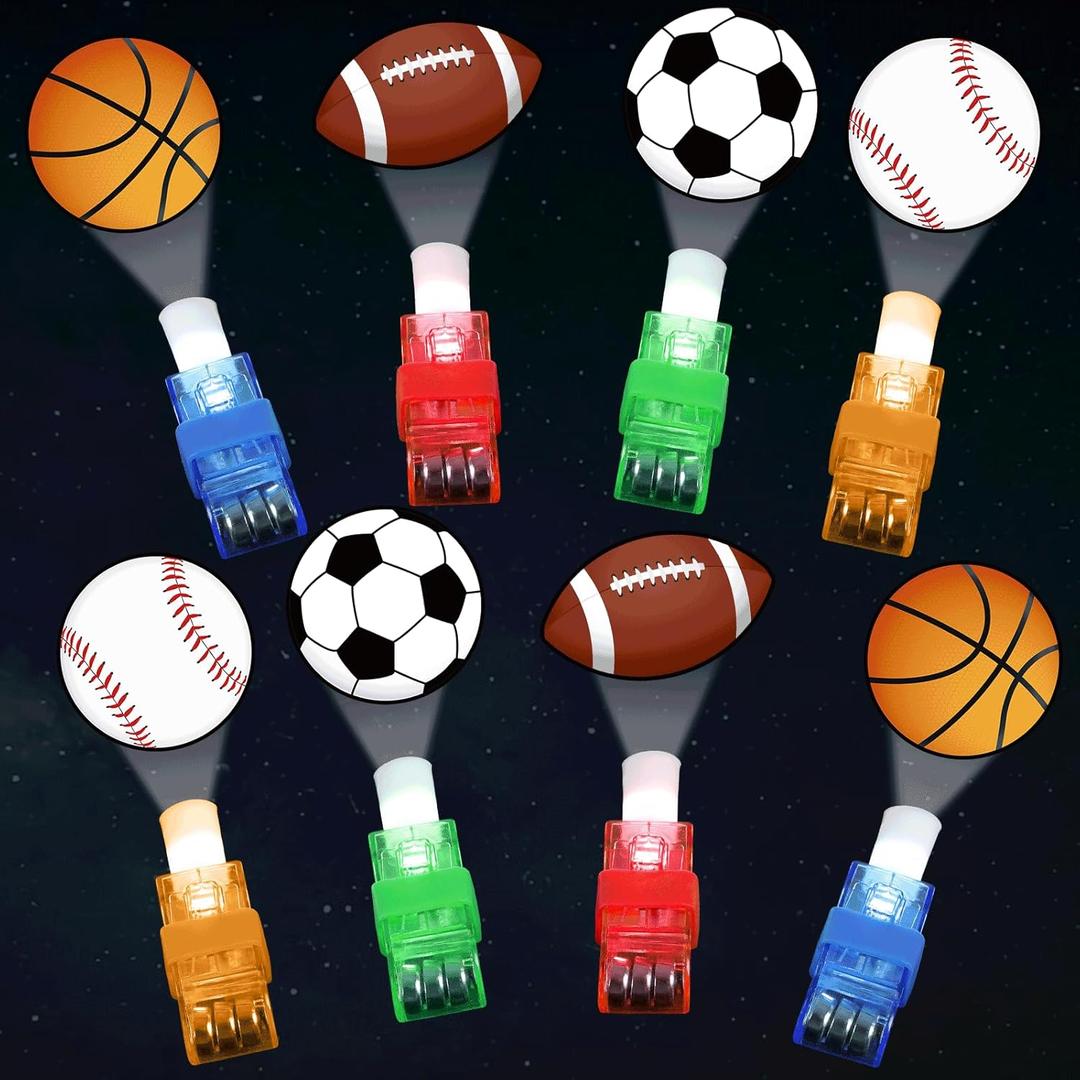 36 PCS Sport Party Favors Football LED Light Up Finger Lights, Glow in the Dark Basketball Baseball Soccer Party Finger Flashlight Bulk for Sport Goodie Treat Bag Stuffers Game Birthday Party Supplies