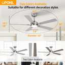Ceiling Fans with Lights, 52 Inch Nickel Modern Ceiling Fan with Light and Remote Control, DC Reversible Motor, Noiseless, Dual Fan Blades, 6CCT, Fans for Bedroom, Living Room, Indoor and Outdoor Use