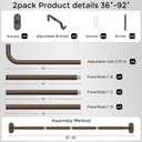 2 Pack Curtain Rods 36-88 Inch, Bronze Wrap Around Blackout Curtain Rods for Windows, 1 Inch Adjustable Heavy Duty Room Darkening Window Treatment Rod for Bedroom, Living Room, Sliding Door