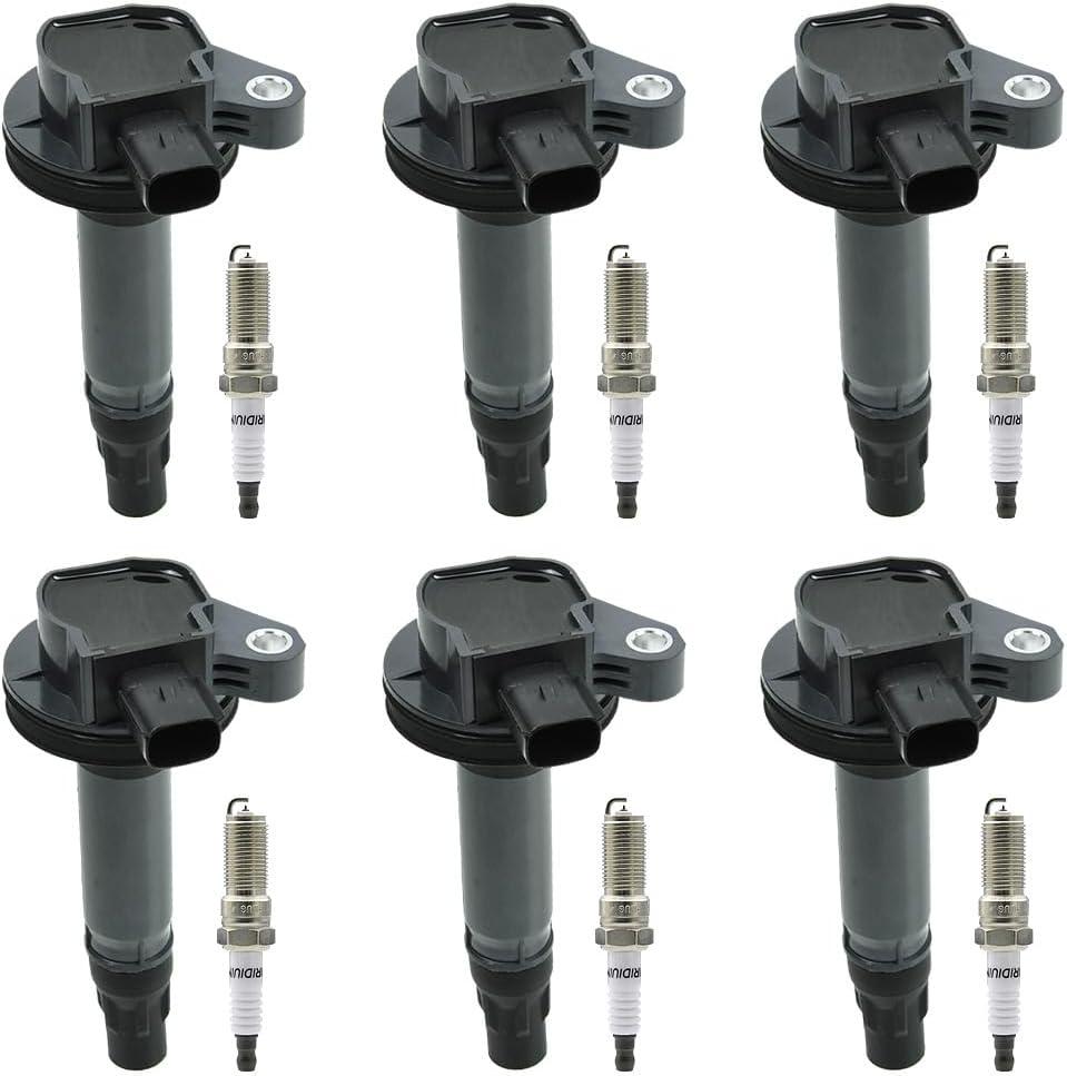 UF553 Ignition Coil & Platinum Spark Plug Compatible with 3.5L 3.7 Ford Edge Explorer F150 Flex MKS MKT MKZ MKT Mazda 6 2007 2008 2009 2010 2011 2012 2013 2014 2015 2016 Replacement for 5C1652 DG520