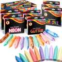 JOYIN 36 PCS Washable Sidewalk Chalks Set in 6 Packs, 18 Colors, Including 12 Tie Dye, 12 Glitter & 12 Neon Color Outdoor Chalks for Painting, Drawing, Gifts for Kids