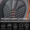 Coverado Automotive Seat Covers, Car Seat Covers Front Seats, Nappa Leather Black Orange Car Seat Cover, Waterproof Seat Cushion, 2 Pack Front Seat Covers Driver Seat Protector Fit for Most Cars SUV