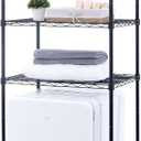 4 Tier Mini Fridge Shelf Adjustable Height Storage Shelf Metal Storage Rack Mini Fridge and Microwave Stand for Dorm, Kitchen, Office, Black