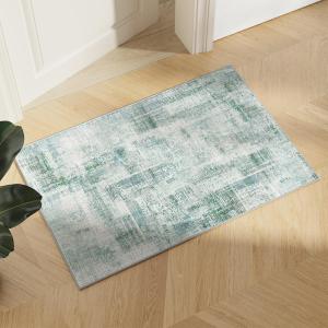 Eleisa Modern Abstract 2x3 Entryway Rug, Green & Ivory, Non-Slip Washable Indoor Door Mat, Low Pile Small Rugs for Entryway, Bedroom, Kitchen and Bathroom