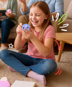 Neliblu Squishy Octopus Ball - Jumbo Mochi Squishy Toy - Easter Basket Stuffer for Teens - Glow-in-The-Dark - Stress Ball for Kids and Adults - 2.3x1.8x1.7 inches (Blue) 