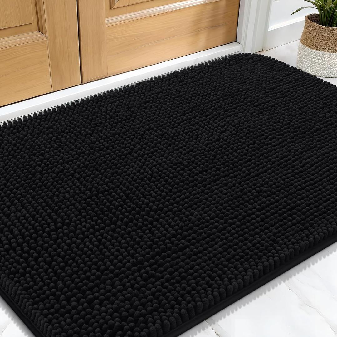 OLANLY Dog Door Mat for Muddy Paws 30x20, Absorbs Moisture and Dirt, Absorbent Non-Slip Washable Doormat, Quick Dry Chenille Mud Mat for Dogs, Entry Indoor Entryway Carpet for Inside Floor, Black OLANLY Dog Door Mat for Muddy Paws 30x20, Absorbs Moisture and Dirt, Absorbent Non-Slip Washable Doormat, Quick Dry Chenille Mud Mat for Dogs, Entry Indoor Entryway Carpet for Inside Floor, Black