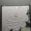 Hand Painted White Flower Oil Painting for Kitchen, Large 3D Floral Canvas Wall Art for Living Room, Framd Modern Wall Decor for Bedroom,Office Home Decor 32" x 32" (GSD-404)
