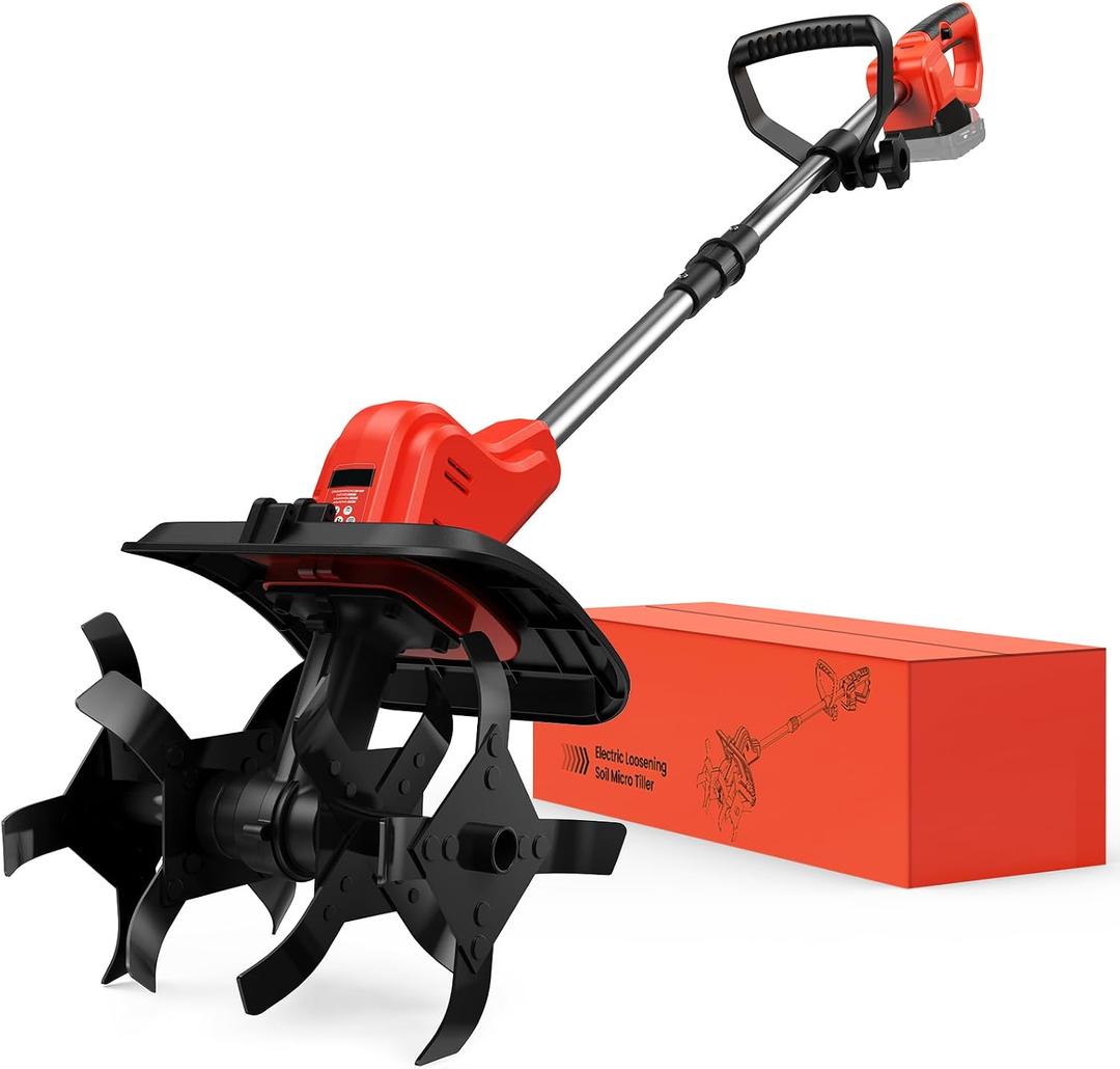 Cordless Tiller Cultivator for Milwaukee M18 Battery, 360RPM,11.8In Tilling Width 8.6In Depth, Electric Tiller for Gardening, Battery Powered Tiller for Soil Cultivation/Lawn (Battery Not Included)