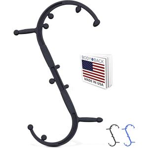 Body Back Buddy Elite  USA Made  Trigger Point Massage Tool, Shoulder Neck Back Handheld Self Massager, Manual Massage Cane, Hook, Muscle Knot Remover with Instructions, Patented (Black)