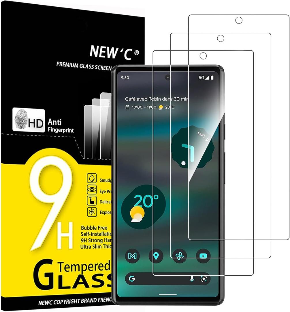 NEW'C 3 Pack Designed for Google Pixel 6a Screen Protector (6.1"), Tempered Glass, Case Friendly Anti Scratch Bubble Free Ultra Resistant (Transparent)