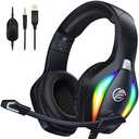 Fachixy FC100 Gaming Headset with Microphone for PS4, PS5, Switch, Xbox, PC, Mac, Gamer Headset with RGB Light, Computer Headphones with Mic